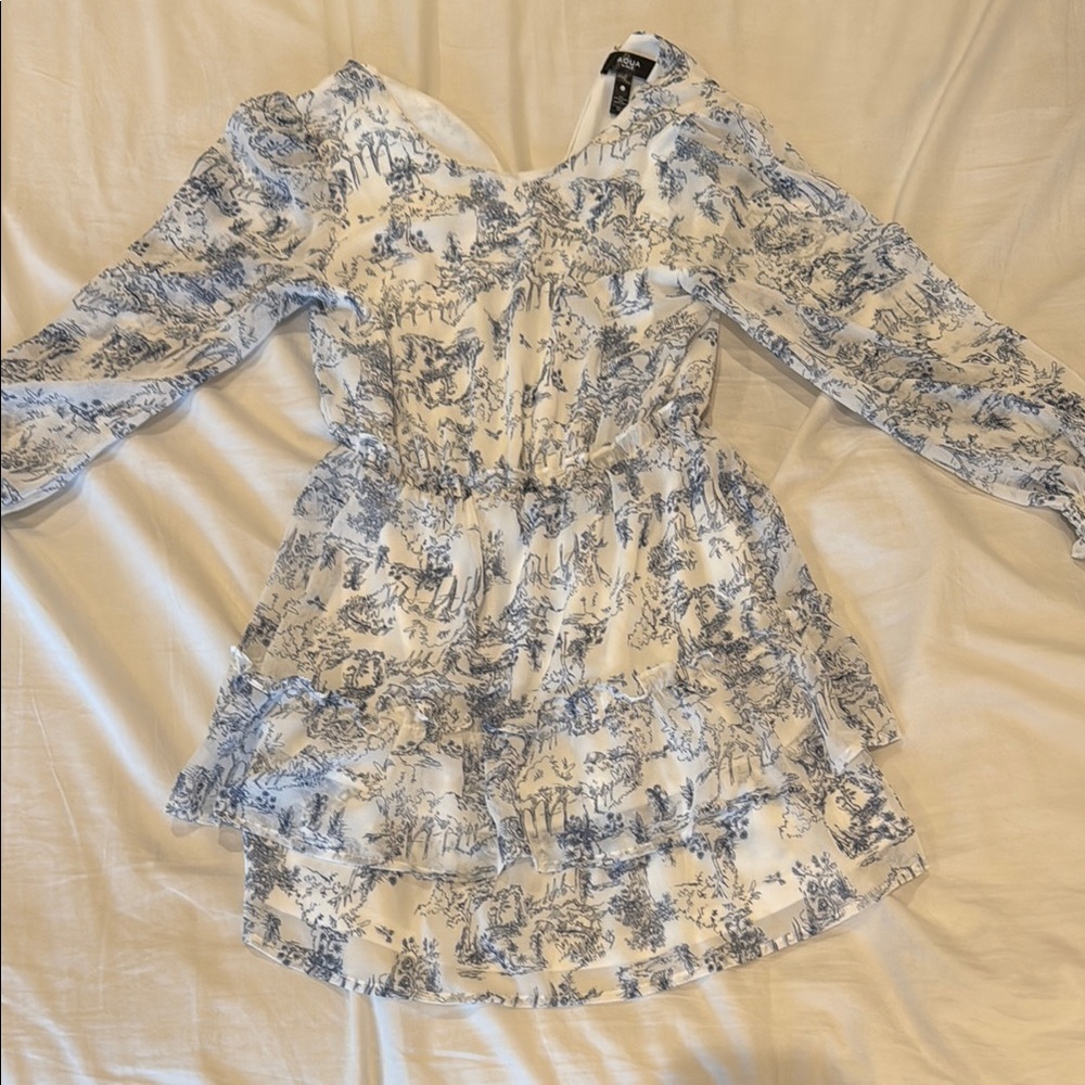 Aqua Kids Formal Dress - Blue and White